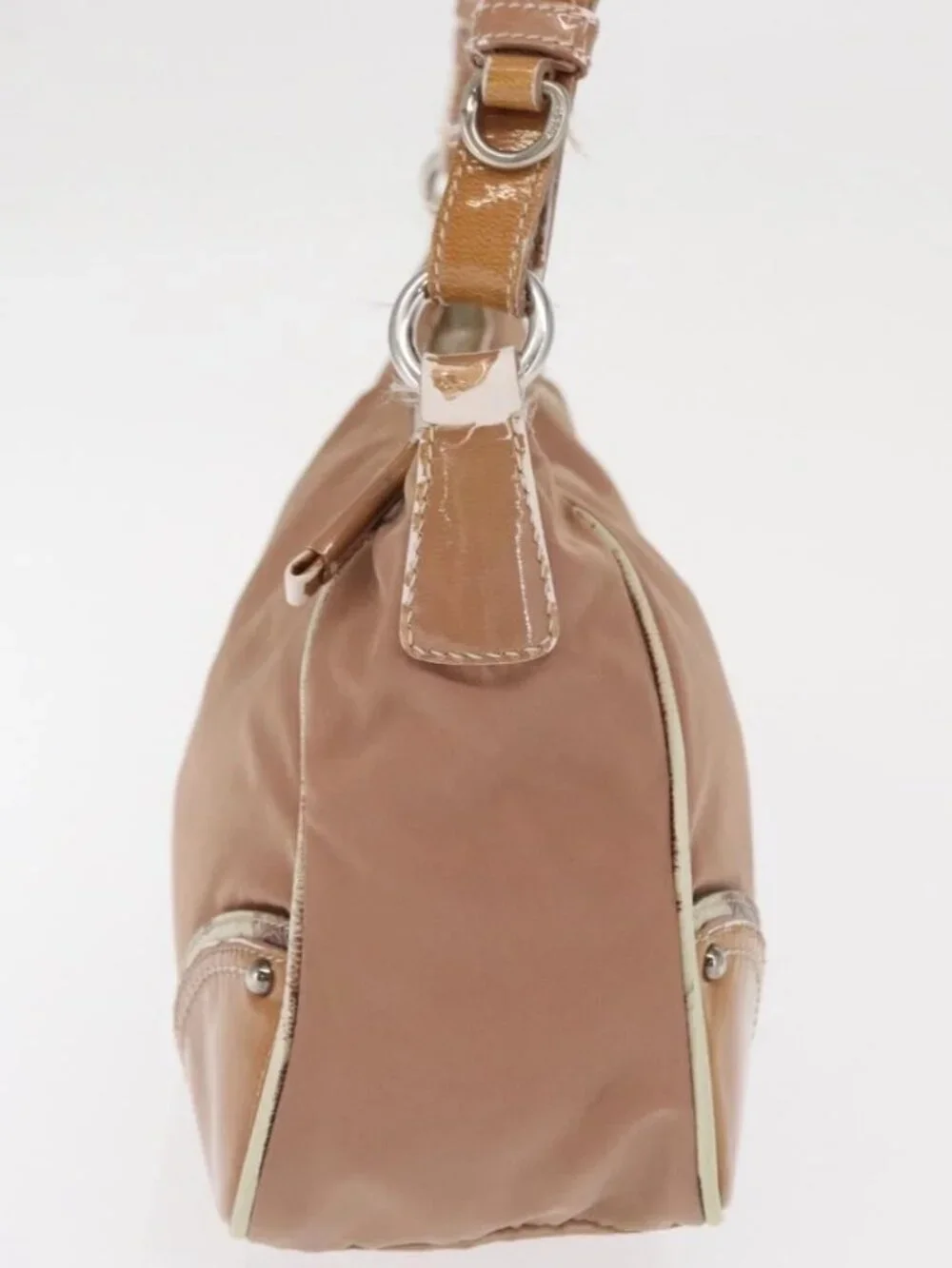 PRADA Shoulder Bag Nylon Beige Silver Auth 169041 - Picture 5 of 16